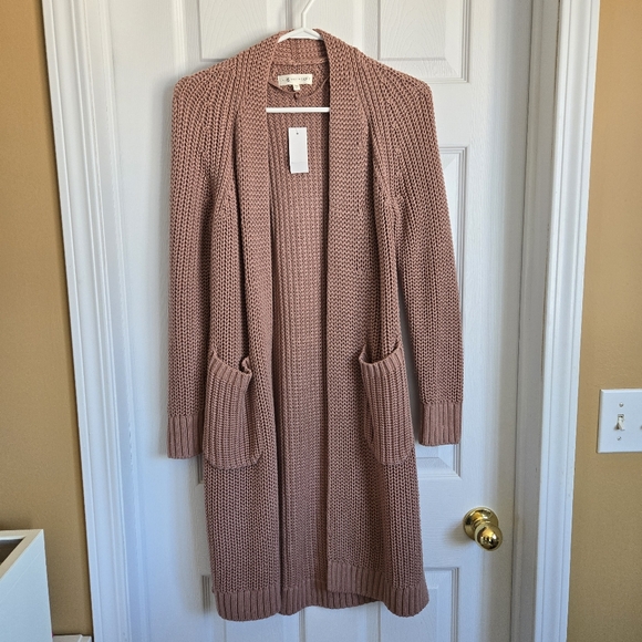 Loft Lou & Grey long pink knitted cardigan in size xs - Picture 1 of 5